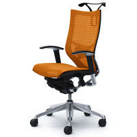 CP86AS FDH8 |オカムラ バロン チェア ハイバック ランバーサポートハンガー 可動肘 背・座スタンダード ポリッシュ×ブラック オレンジ （直送品）