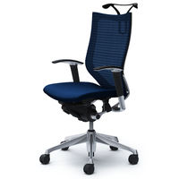 CP86BR FDF4 |オカムラ バロン チェア ハイバック ハンガー 可動肘 背スタンダード・座クッション ポリッシュ×ブラック ダークブルー  （直送品）