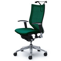 CP86BR FEF5 |オカムラ バロン チェア ハイバック ハンガー 可動肘 背スタンダード・座クッション ポリッシュ×ブラック ダークグリーン （直送品）