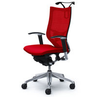 CP86BS FDF9 |オカムラ バロン ハイバック ランバーサポートハンガー 可動肘 背スタンダード・座クッション ポリッシュ×ブラック レッド （直送品）