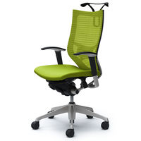 CP86DS FDF6 |オカムラ バロン ハイバック ランバーサポートハンガー 可動肘 背スタンダード座クッション シルバー×ブラック ライムグリ （直送品）