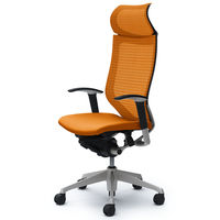 CP87DR FDF8 バロン チェア EXハイバック 固定ヘッドレスト 可動肘 背スタンダード・座クッション シルバー×ブラック オレンジ（直送品）