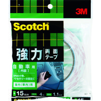 スリーエム ジャパン 3M スコッチ 強力両面テープ 自動車内装用 15mm×4m SCP-15 1巻 542-3848（直送品）