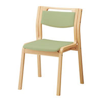 オカムラ ダイニングチェア 肘無 ナチュラル色 把手付 グリーン L895DZ-PC88（直送品）
