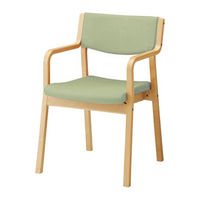 オカムラ ダイニングチェア 肘付 ナチュラル色 把手無 グリーン L895EA-PC88（直送品）