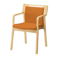 オカムラ ダイニングチェア 肘付 ナチュラル色 把手付 オレンジ L895FA-PC87（直送品）