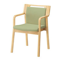 オカムラ ダイニングチェア 肘付 ナチュラル色 把手付 グリーン L895FA-PC88（直送品）