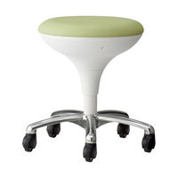 オカムラ スツール ビニール張タイプ 肘なし 背無 ゴムキャスター 座面回転 Mグリーン LU16RG-PB22（直送品）