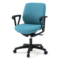 【設置込】イトーキ トルテRチェア ローバック ハンガーなし ループ肘 キャスター脚 座面回転 ブラックT/ターコイズブルー KZ-246DL-T1 （直送品）