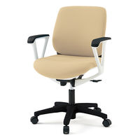 【設置込】イトーキ トルテRチェア ローバック ハンガーなし ループ肘 キャスター脚 座面回転 ホワイトW/フラックスベージュ KZ-246DL-W （直送品）