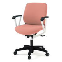 【設置込】イトーキ トルテRチェア ローバック ハンガーなし ループ肘 キャスター脚 座面回転 ホワイトW/コーラルピンク KZ-246DL-W9M6（直送品）