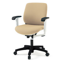 【設置込】イトーキ トルテRチェア ローバック ハンガーなし アジャスタブル肘 キャスター脚 座面回転 ホワイトW/ベージュ KZ-247DL-W9 （直送品）
