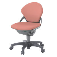 【設置込】イトーキ プレーゴチェア ローバック 肘なし キャスター脚 座面回転 ミディアムグレーW/コーラルピンク KZ-440DL-W4M6（直送品）