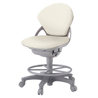 【設置込】イトーキ プレーゴチェア ローバック 足掛付 肘なし キャスター脚 座面回転 ミディアムグレーW/オフホワイトC KZ-481DL-W4C8（直送品）