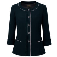 アイトス Pieds ノーカラージャケット ブラック 23号 HCJ4501-099 1着（直送品）