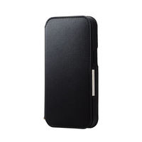 iPhone14/13 ケース カバー レザー 手帳型 マグネット ストラップホール付 スタンド機能付 ブラック エレコム 1個（直送品）