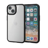 iPhone14/13 ケース カバー ハイブリッド 360度全面保護 軽量 薄型 背面クリア ブラック エレコム 1個（直送品）