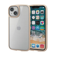 iPhone14/13 ケース カバー ハイブリッド 背面ガラスマットクリア 指紋防止 高透明 アイボリー エレコム 1個（直送品）
