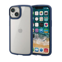 iPhone14/13 ケース カバー ハイブリッド 背面マットクリア 指紋防止 高透明 ネイビー エレコム 1個（直送品）