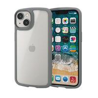 iPhone14/13 ケース カバー ハイブリッド 背面マットクリア 指紋防止 高透明 グレー エレコム 1個（直送品）