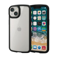 iPhone14/13 ケース カバー ハイブリッド 背面マットクリア 指紋防止 高透明 ブラック エレコム 1個（直送品）