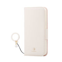 iPhone14 Plus ケース レザー 手帳型 マグネット スタンド機能付 フィンガーストラップ付 ホワイト エレコム 1個（直送品）