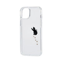 iPhone14 Plus ケース カバー ハイブリッド 耐衝撃 衝撃吸収 軽量 Appleテクスチャ 黒ネコ エレコム 1個（直送品）