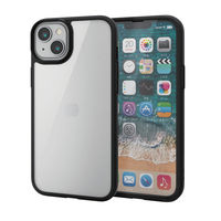 iPhone14 Plus ケース ハイブリッド 360度全面保護 軽量 ストラップホール付 背面クリア ブラック エレコム 1個（直送品）
