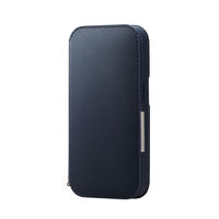iPhone14 Pro ケース カバー レザー 手帳型 マグネット 耐衝撃 衝撃吸収 スタンド機能付 ネイビー エレコム 1個（直送品）