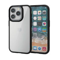 iPhone14 Pro ケース カバー ハイブリッド 360度全面保護 軽量 薄型 背面クリア ブラック エレコム 1個（直送品）