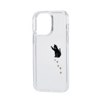 iPhone14 Pro Max ケース カバー ハイブリッド 耐衝撃 衝撃吸収 Appleテクスチャ 黒ネコ エレコム 1個（直送品）