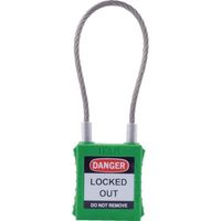 IFAM ロックアウト用南京錠 スチールケーブル製シャックル 緑 044953 1個 385-7029（直送品）