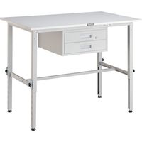 TRUSCO AEM型高さ調節作業台 1200X750XH650ー950 2段引出付 ホワイト色 AEM-1200F2 W 1台（直送品）