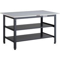 TRUSCO 軽荷重作業台(400kg)LEW型 1200X750XH740 全面棚2段付 ダークグレー色 LEWR-1200LTW 1台（直送品）