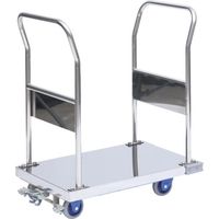 金沢車輌 金沢 小型静音ステンレス台車(両ハンドル固定式)フットブレーキ付 SUS-103GS+FB 1台 288-6230（直送品）