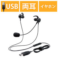 ヘッドセット 両耳 マイク付きイヤホン USB接続 ブラック HS-EP15UBK エレコム 5個