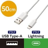 ライトニングケーブル 50cm スタンダード A-Lightning ホワイト MPA-FUAL05WH エレコム 5個