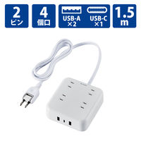 USB充電器 電源タップ コンセント×4 USB-C×1 USB-A×2 1.5m 白 ECT-25415WH エレコム 1個