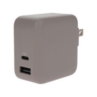 MOTTERU PD対応ノートPC充電可能 2ポート AC充電器 ラテグレージュ MOT-ACPD65WU1-GY 1個