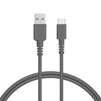 MOTTERU シリコン製USB-A to USB-Cケーブル 1m スモーキーブラック MOT-SCBACG100-BK 1個
