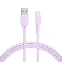 MOTTERU シリコン製USB-A to USB-Cケーブル 2m ペールアイリス MOT-SCBACG200-PU 1個