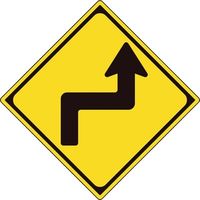 ユニット 道路標識(構内用) 警戒標識(205)右背向屈折あり 894-38RB 1枚 362-4604（直送品）