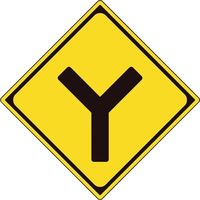 ユニット 道路標識(構内用) 警戒標識(201ーD)Y型道路交差点 894-33B 1枚 362-4611（直送品）