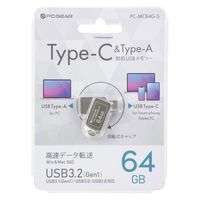 オーム電機 TypeーC&A USBメモリMC64G 01-0064 1個