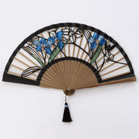 ひしだ ST-22 額透彫扇 蘭 黒 7寸 1本（直送品）