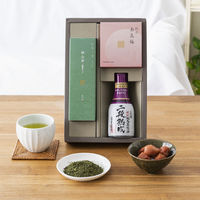 AoyamaLab 【桐箱入りギフトカード】一番茶入り狭山茶・紀州南高梅・正田醤油 3種詰め合わせ 専用紙袋付き