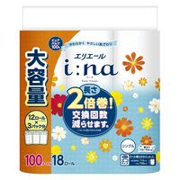 大王製紙 エリエールi:na(イーナ)トイレットティシュー(シングル) 4902011825749 1セット(18巻×4パック)