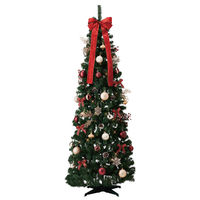 ストア・エキスプレス 片付け簡単！折りたたみクリスマスツリーセット レッド　H210×W81cm 8162-2048 １セット（直送品）