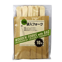 使い捨てフォーク 木製 袋入 10本入 15.8cm Green Select 392636 1個 大和物産（取寄品）