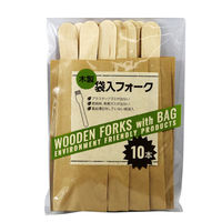 大和物産 使い捨てフォーク 木製 袋入 10本入 15.8cm Green Select 392636 1個